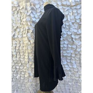 IRO 36 Small Black Short Cocktail Dress V Back Ties Bell Sleeve COUTURE